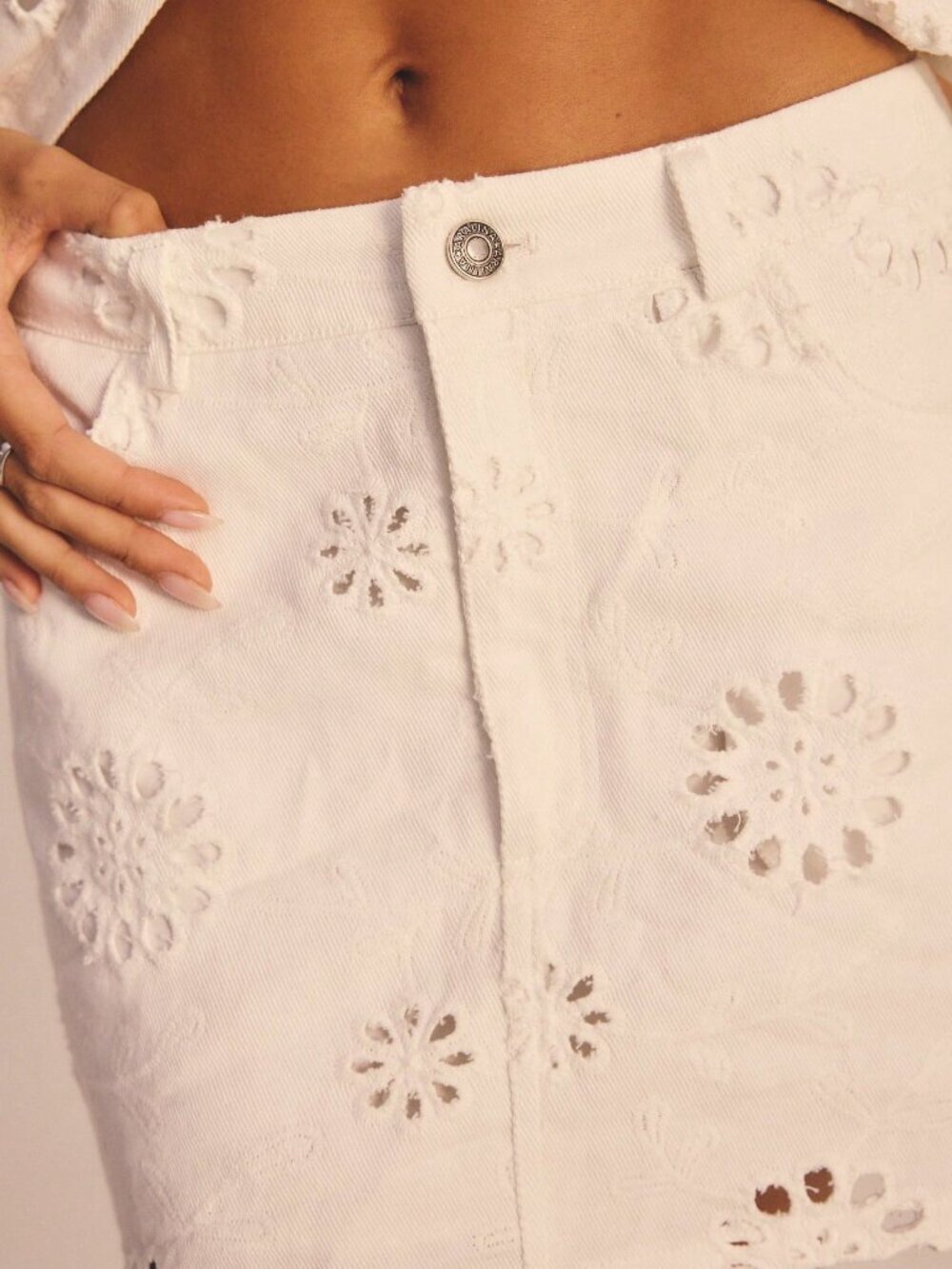 White Sexy Women's A-Line Mini Denim Skirt - Picture 3 of 8
